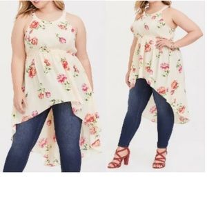 TORRID beige floral high low tunic